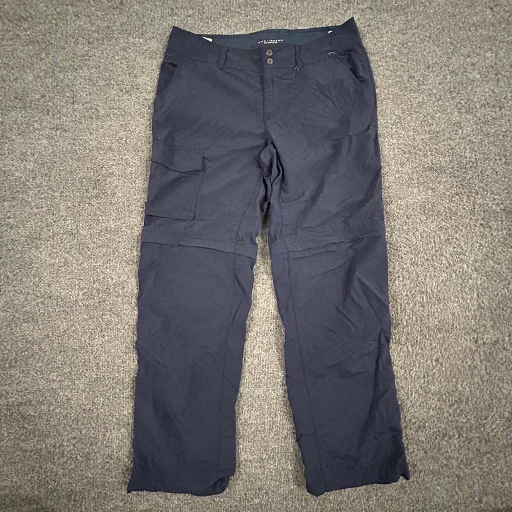 Columbia Convertible Pants Womens Size 10 Navy Blue Omni-Shade Hiking Cargo Pant